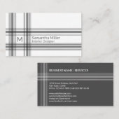 Eenvoudig monogram geplakt Stripe Modern minimalis Visitekaartje (Voorkant / Achterkant)