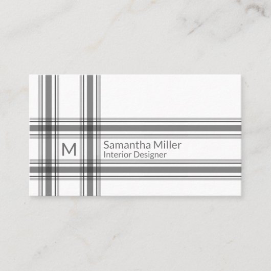 Eenvoudig monogram geplakt Stripe Modern minimalis Visitekaartje (Voorkant)