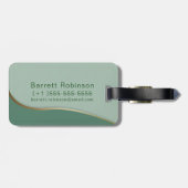 Eenvoudig monogram Gold Line Green Clouds Patroon Bagagelabel (Achterkant horizontaal)