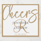 Eenvoudig Monogram Gouden Kalligrafie Script Spark Sparkling Wijnetiket (Enkel label)