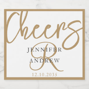 Eenvoudig Monogram Gouden Kalligrafie Script Spark Sparkling Wijnetiket