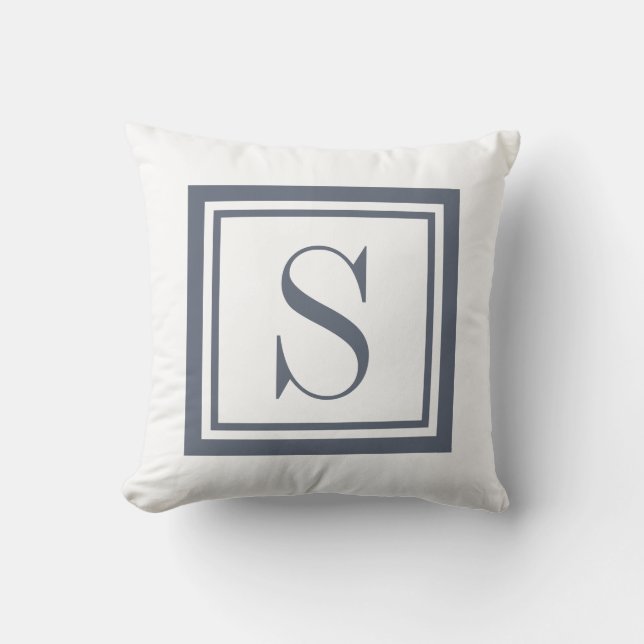 Eenvoudig monogram grijs klassiek vierkant kussen (Voorkant)