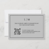 Eenvoudig Monogram Grijs QR Code Bruiloft RSVP Kaa Bedankkaart (Voorkant)