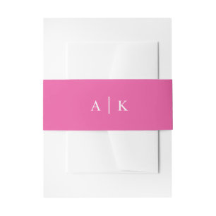 Eenvoudig Monogram Helder Heet Roze Uitnodiging Uitnodigingen Wikkel