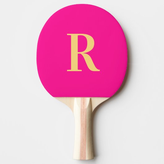 Eenvoudig Monogram Hot Pink Tafeltennisbatje (Voorkant)