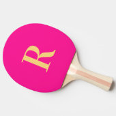Eenvoudig Monogram Hot Pink Tafeltennisbatje (Zijkant)