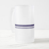 Eenvoudig monogram in blauw en wit matglas bierpul (Voorkant links)