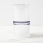 Eenvoudig monogram in blauw en wit matglas bierpul (Center)