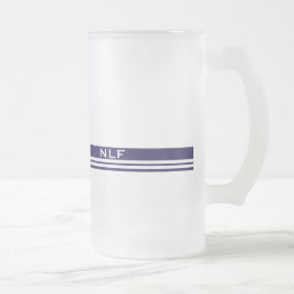 Eenvoudig monogram in blauw en wit matglas bierpul