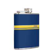 Eenvoudig monogram in donkerblauw en geel heupfles (Rechts)