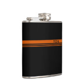 Eenvoudig monogram in Oranje en zwart Heupfles (Rechts)