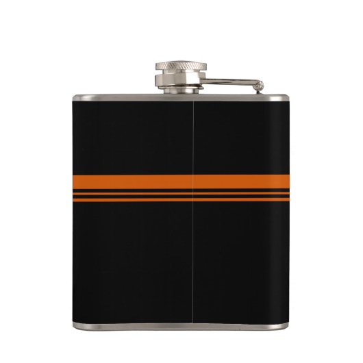 Eenvoudig monogram in Oranje en zwart Heupfles (Achterkant)