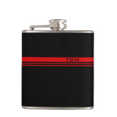 Eenvoudig monogram in rood en zwart heupfles (Voorkant)