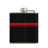 Eenvoudig monogram in rood en zwart heupfles (Achterkant)