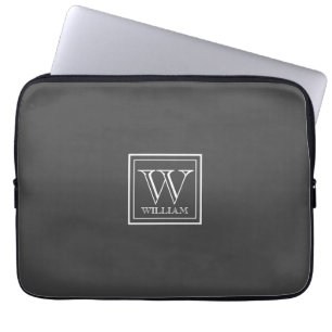 Eenvoudig Monogram Initiaal en Naam Laptop Sleeve