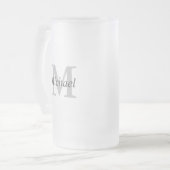Eenvoudig Monogram Initiaal en Naam Matglas Bierpul (Voorkant links)