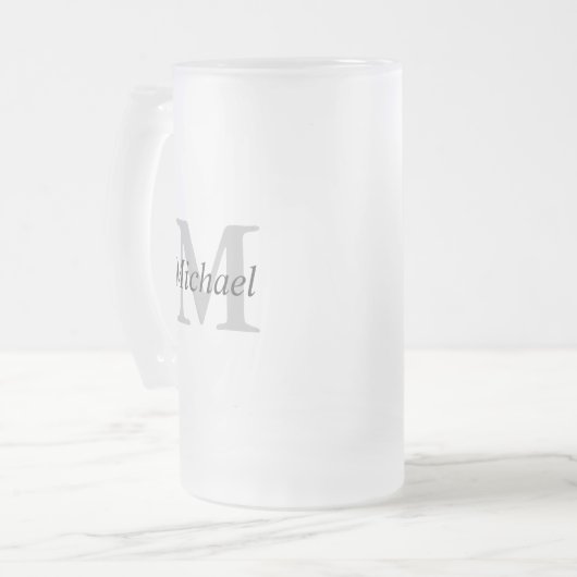 Eenvoudig Monogram Initiaal en Naam Matglas Bierpul (Voorkant links)