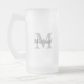Eenvoudig Monogram Initiaal en Naam Matglas Bierpul (Links)