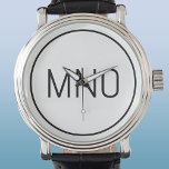 Eenvoudig Monogram Initiaal Horloge<br><div class="desc">Moderne typografie minimalistisch monogram initiaal ontwerp dat kan worden gewijzigd om te personaliseren. Eenvoudige cirkelvormige rand om de initialen te lijsten. Fris en minimalistisch.</div>