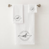 Eenvoudig monogram initiaal logo zwart en wit bad handdoek (Insitu)