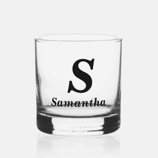 Eenvoudig Monogram Initiaal Naam Whisky Glas (Voorkant)