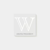 Eenvoudig Monogram Initiaal Naam White Grey 3x3 Post-it® Notes (Voorkant)