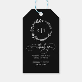 Eenvoudig monogram | Initiaal zwart bruiloft gunst Cadeaulabel