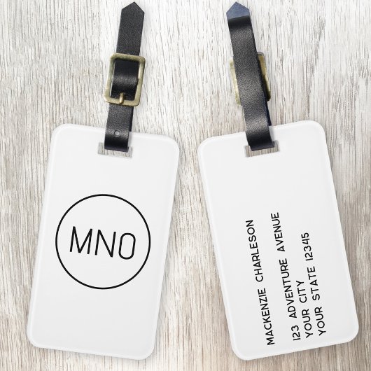 Eenvoudig monogram Initialen minimalistisch Bagagelabel