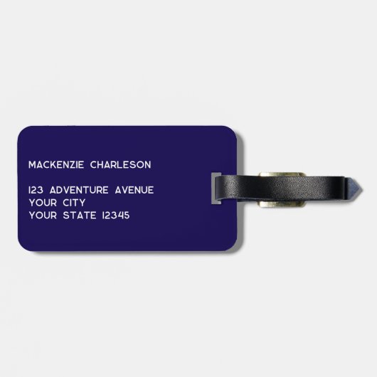 Eenvoudig Monogram Initialen Minimalistisch Marine Bagagelabel (Achterkant horizontaal)