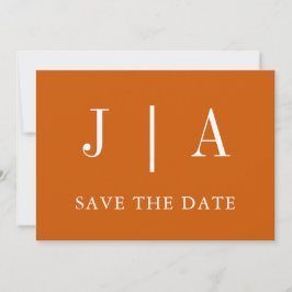 Eenvoudig Monogram Koppel Naam Verbrand Sinaasappe Save The Date