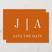 Eenvoudig Monogram Koppel Naam Verbrand Sinaasappe Save The Date (Voorkant / Achterkant)