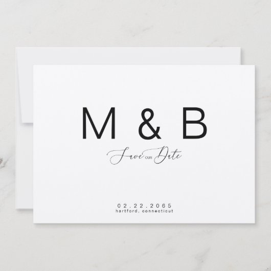 Eenvoudig Monogram Kraftpapier Huwelijk Opslaan de Save The Date (Voorkant)
