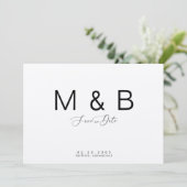 Eenvoudig Monogram Kraftpapier Huwelijk Opslaan de Save The Date (Staand voorkant)