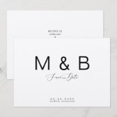 Eenvoudig Monogram Kraftpapier Huwelijk Opslaan de Save The Date (Voorkant / Achterkant)