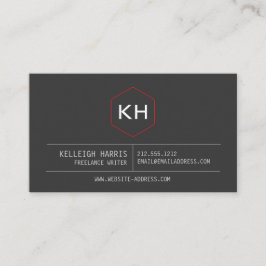 Eenvoudig  Monogram Logo in donkergrijs/rood Visitekaartje