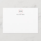 Eenvoudig  Monogram Logo in Grijs/Rode Notecard Notitiekaartje (Voorkant)