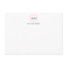 Eenvoudig  Monogram Logo in Grijs/Rode Notecard