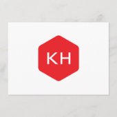 Eenvoudig  Monogram Logo in Grijs/Rode Notecard Notitiekaartje (Achterkant)