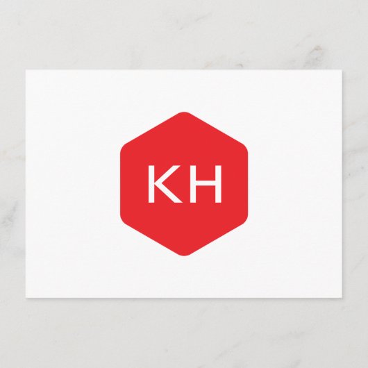 Eenvoudig  Monogram Logo in Grijs/Rode Notecard Notitiekaartje (Achterkant)