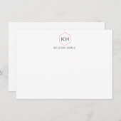 Eenvoudig  Monogram Logo in Grijs/Rode Notecard Notitiekaartje (Voorkant / Achterkant)