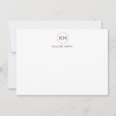 Eenvoudig  Monogram Logo in Grijs/Rode Notecard Notitiekaartje (Voorkant)