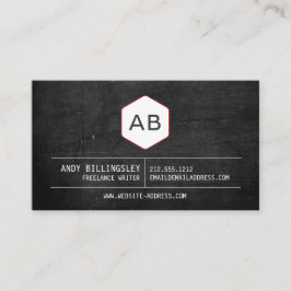 Eenvoudig  Monogram Logo op Zwart Hout Visitekaartje