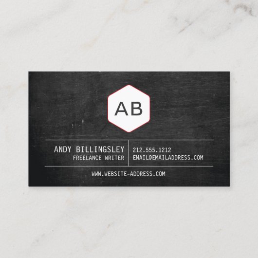 Eenvoudig Monogram Logo op Zwart Hout Visitekaartje (Voorkant)