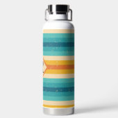 Eenvoudig monogram meerkleurige retro strepen waterfles (Achterkant)