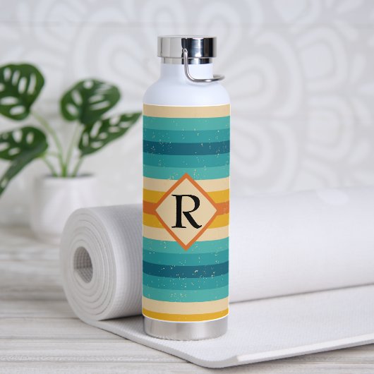 Eenvoudig monogram meerkleurige retro strepen waterfles (Yoga)