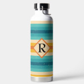 Eenvoudig monogram meerkleurige retro strepen waterfles (Links)