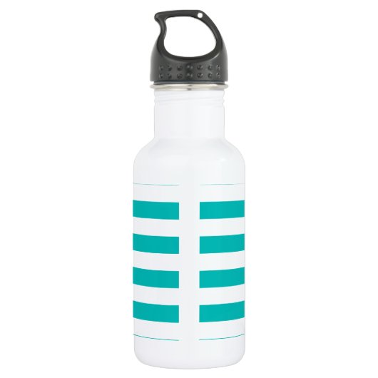 Eenvoudig monogram met Aqua Horizontale Stripes Waterfles (Achterkant)