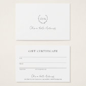 Eenvoudig Monogram met Elegant Cadeaubon Visitekaartje (Voorkant /achterkant)