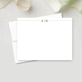 Eenvoudig monogram met Forest Green Lines Custom Notitiekaartje
