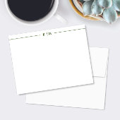 Eenvoudig monogram met Forest Green Lines Custom Notitiekaartje